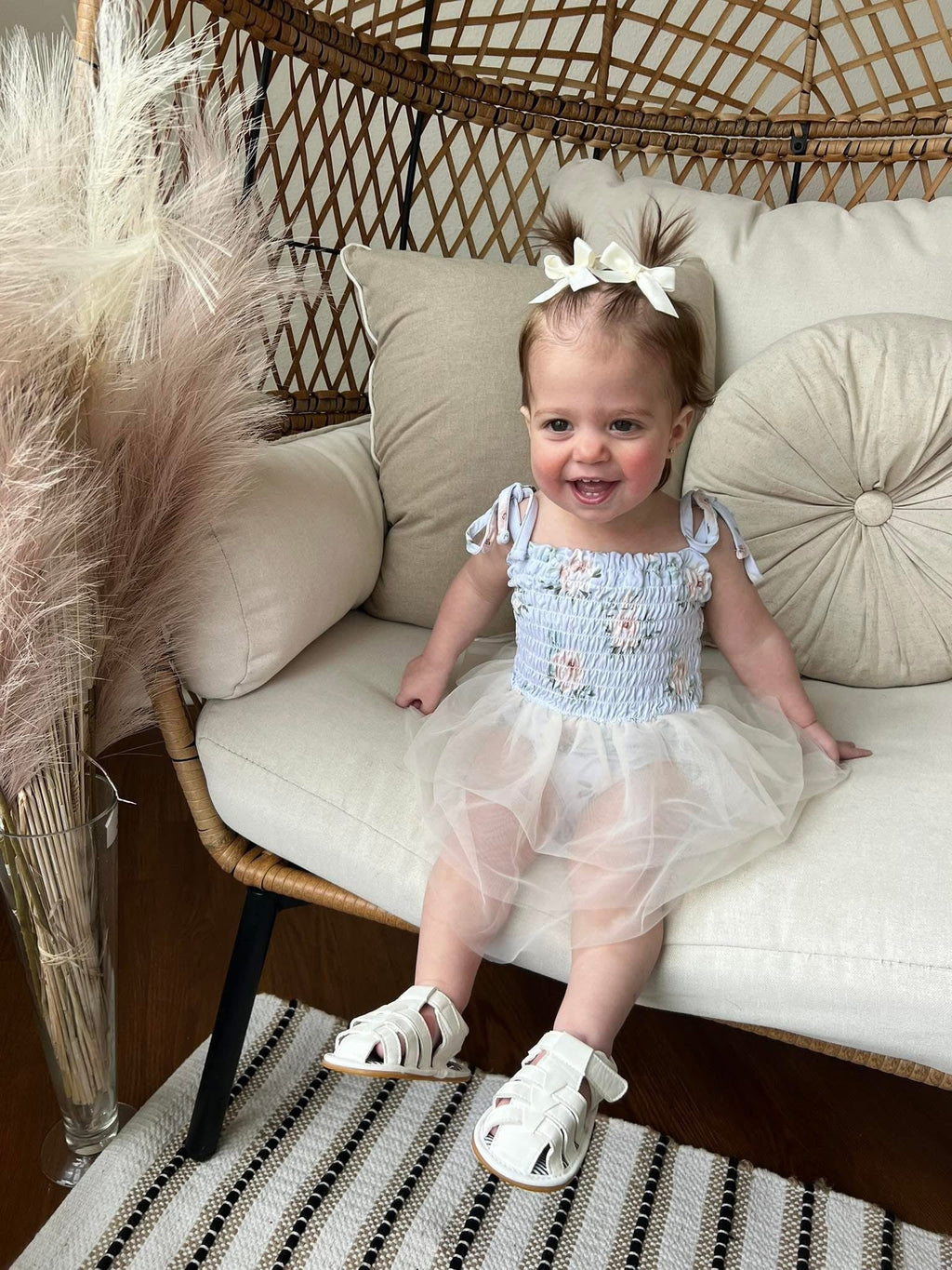 Cosette - Smocked Tulle Bodysuit Dress