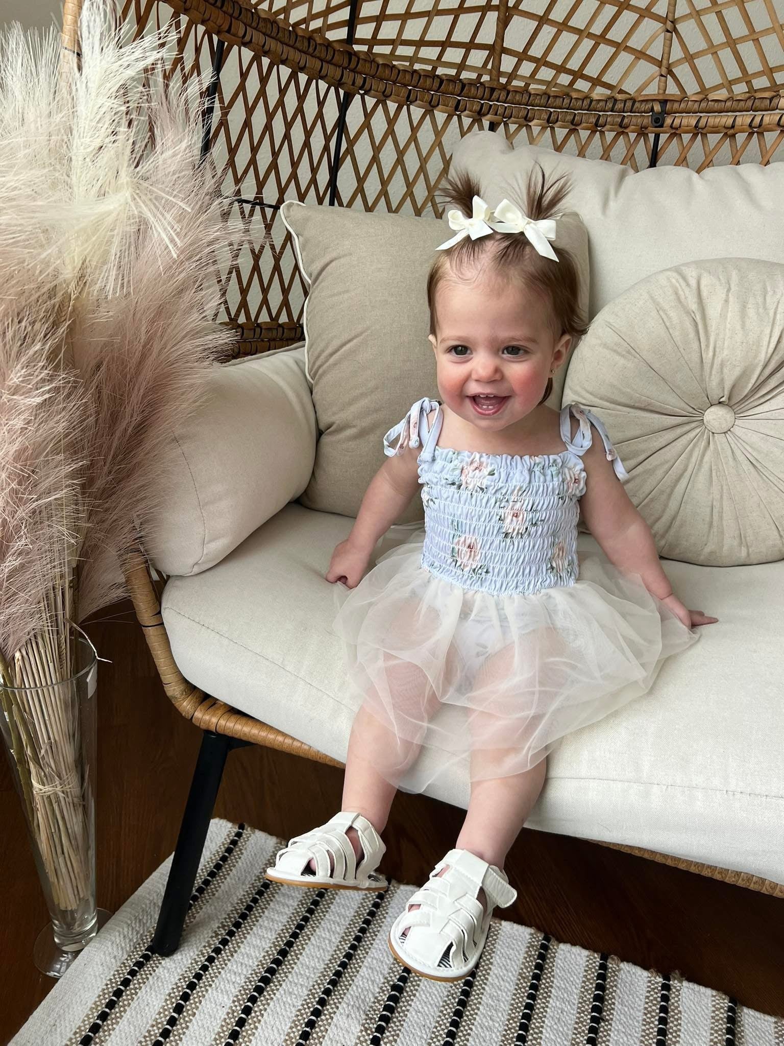 Cosette - Smocked Tulle Bodysuit Dress