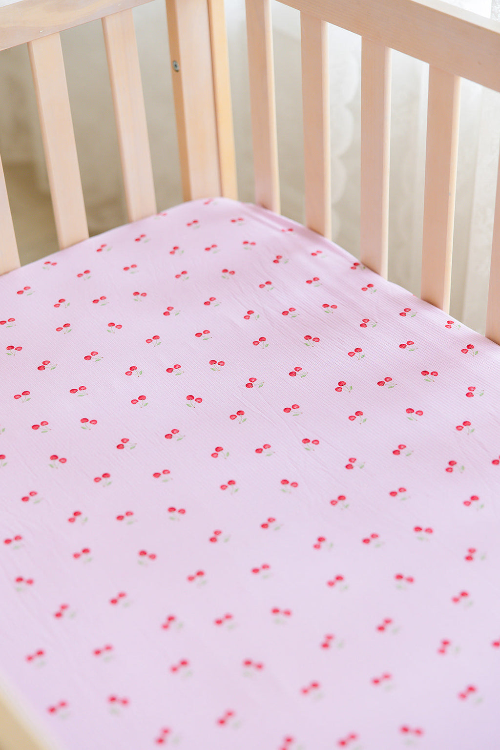 Cherry (ribbed) - Crib Sheet