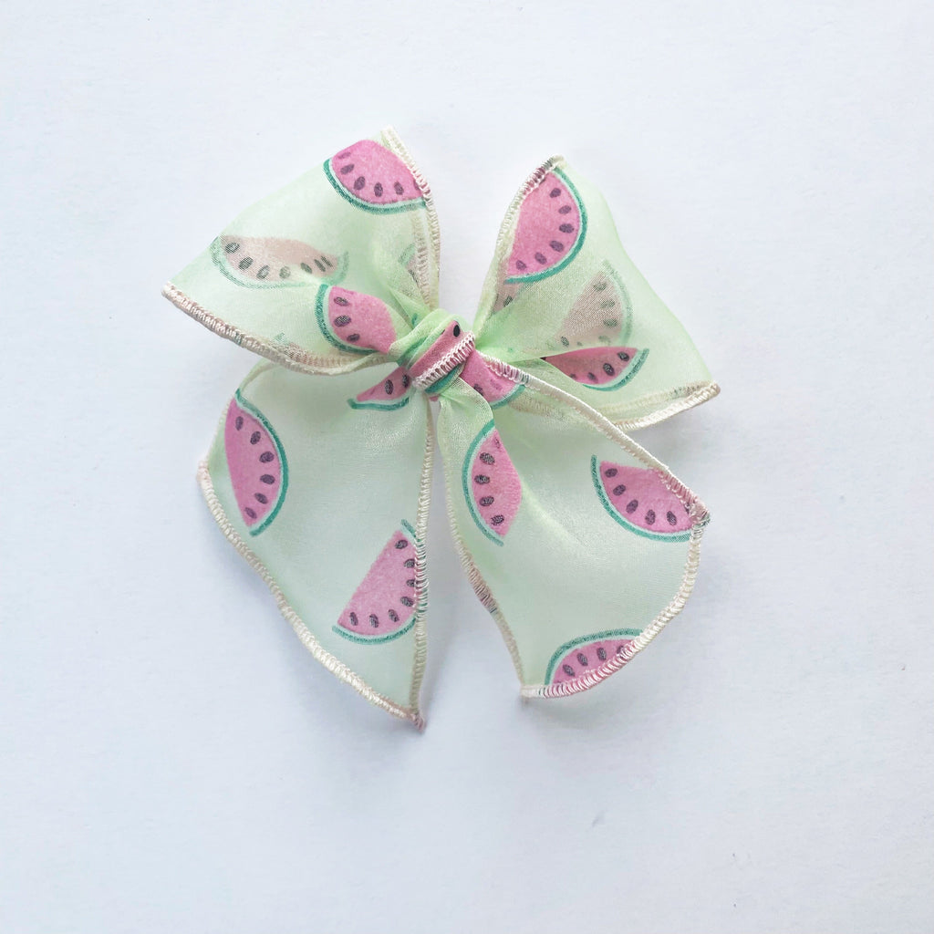 Mint Watermelon Flocked Elle Bow