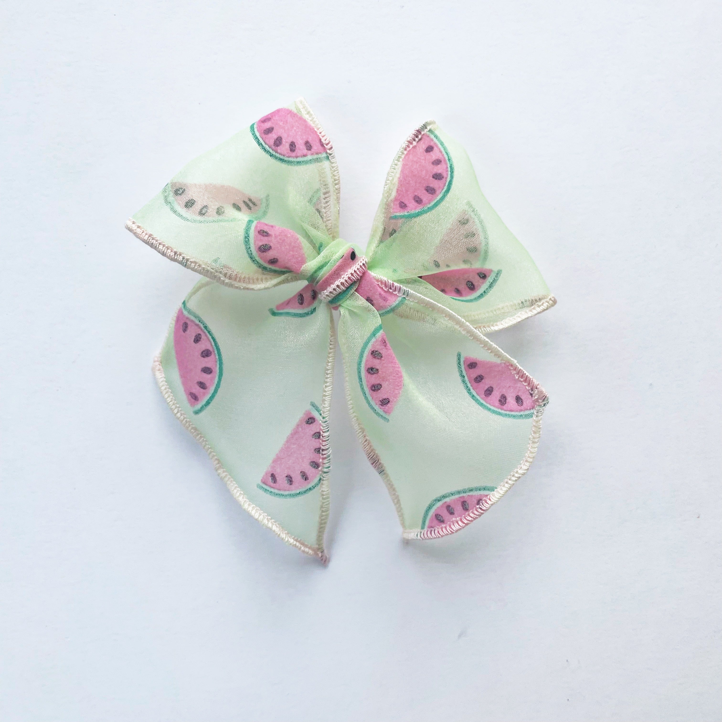 Mint Watermelon Flocked Elle Bow
