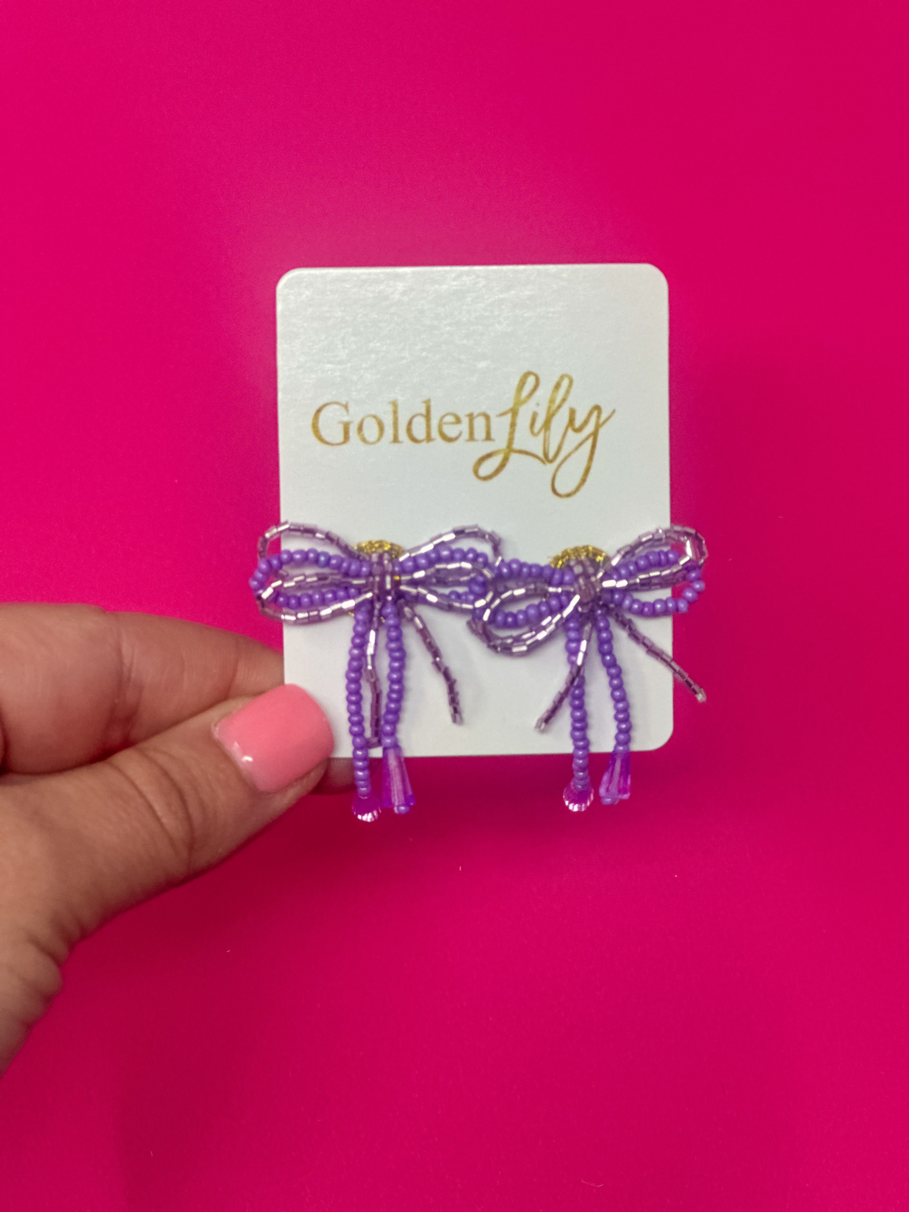 Mini Bow Earrings - Lavender