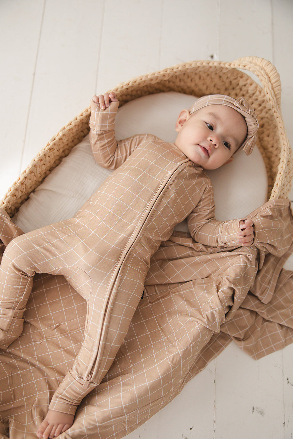Cinnamon Cider Grid - Zip Romper