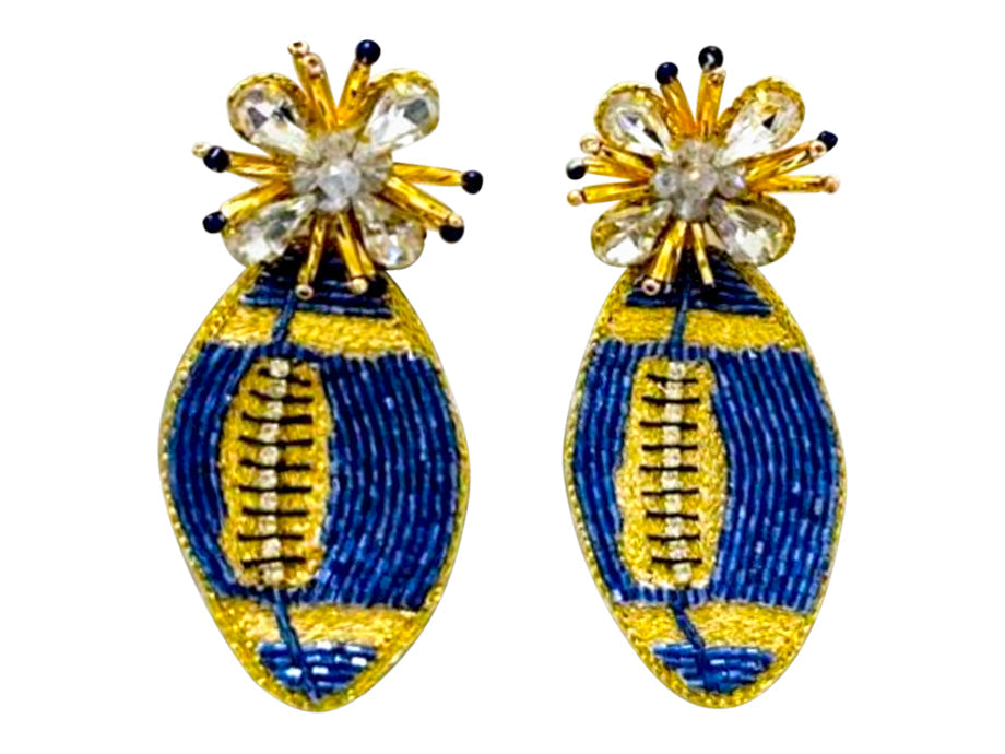 Football Burst Earrings - Blue and Gold