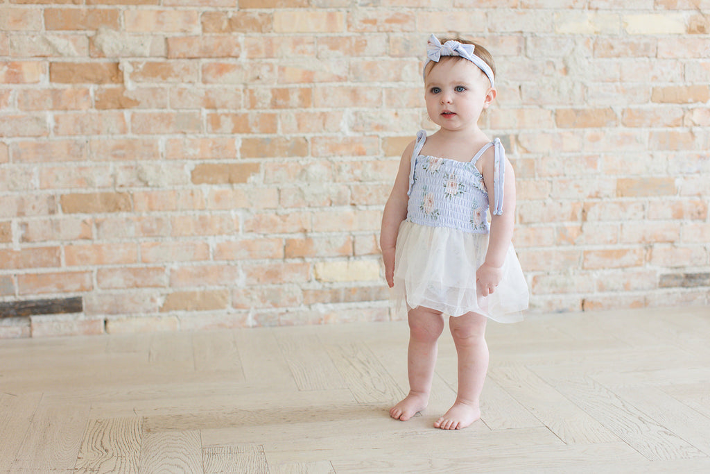Cosette - Smocked Tulle Bodysuit Dress