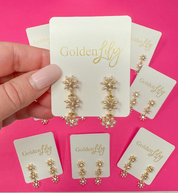 Dainty Sunflower Drop Earrings