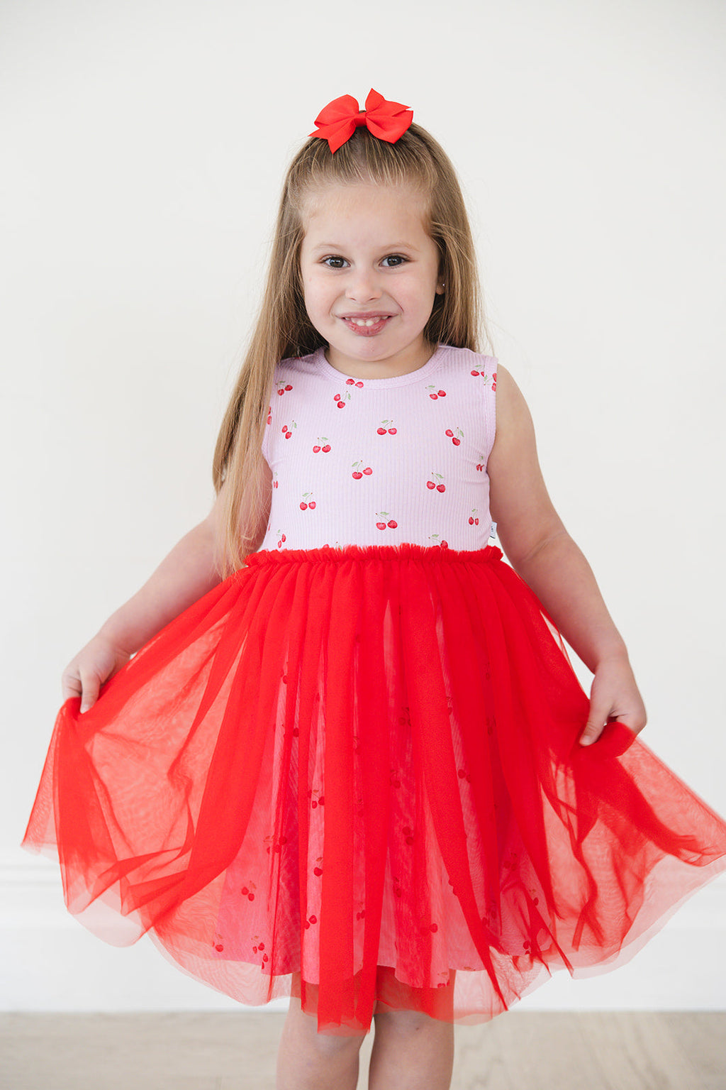 Cherry (ribbed) - Tulle Twirl Dress