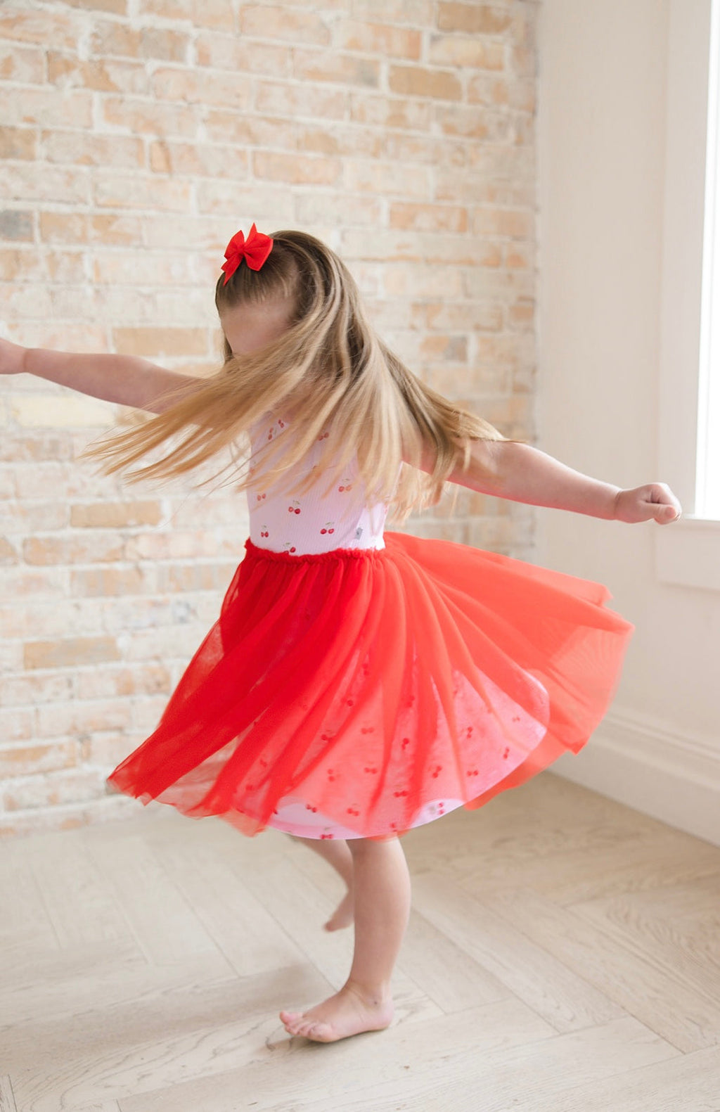 Cherry (ribbed) - Tulle Twirl Dress