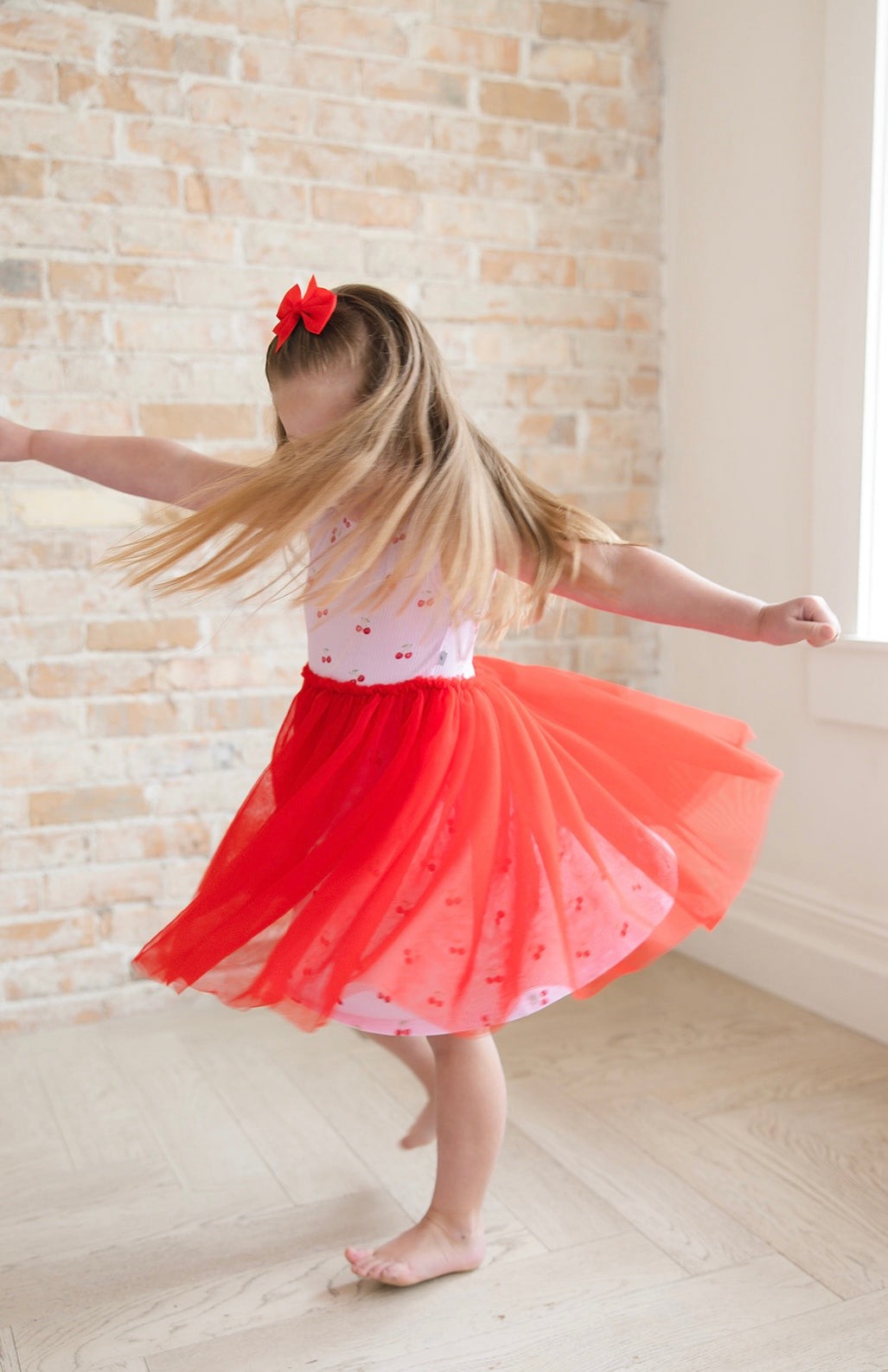 Cherry (ribbed) - Tulle Twirl Dress