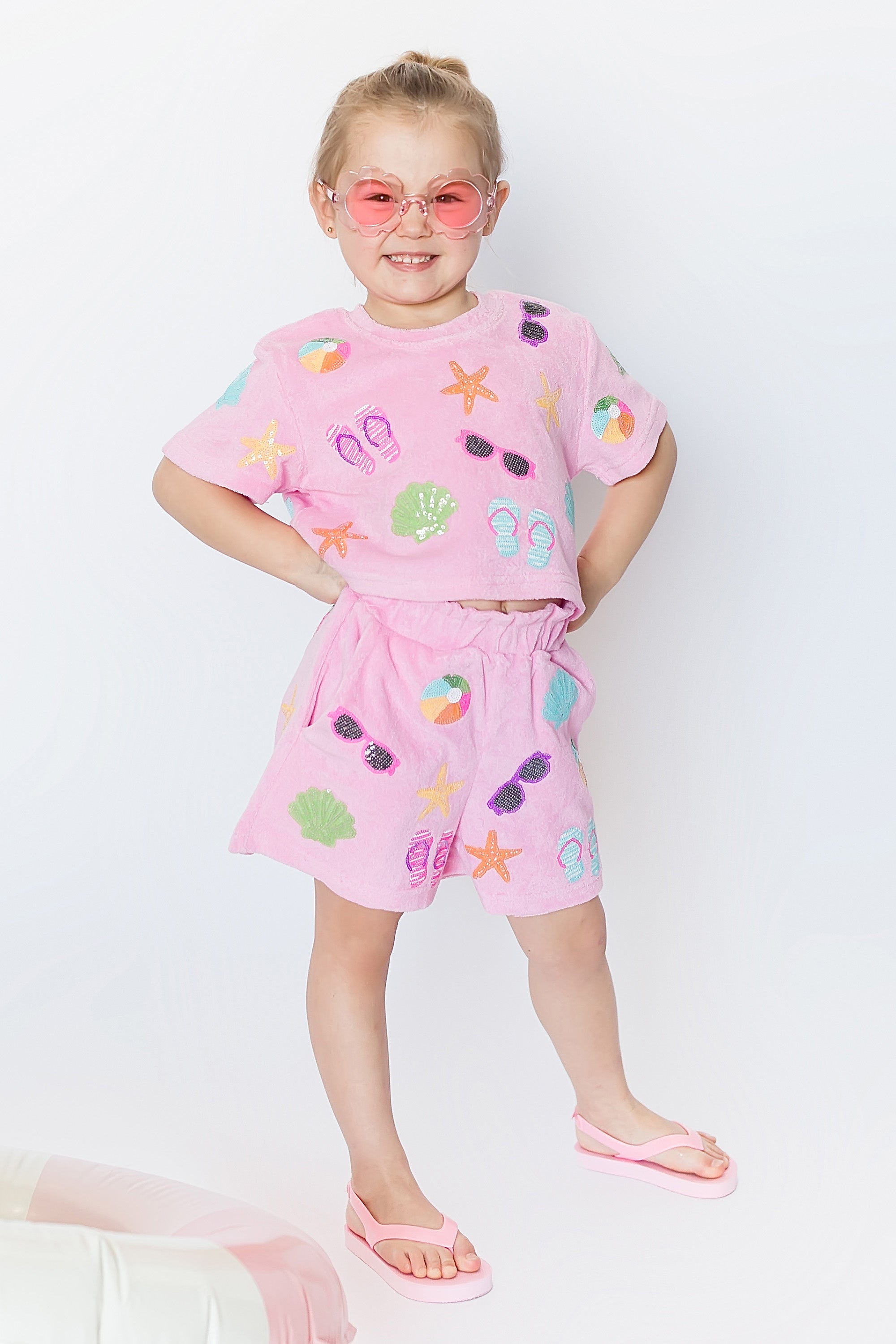 Pink Beach Terry Cloth Kid Shorts