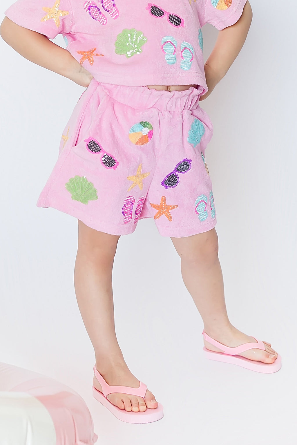 Pink Beach Terry Cloth Kid Shorts