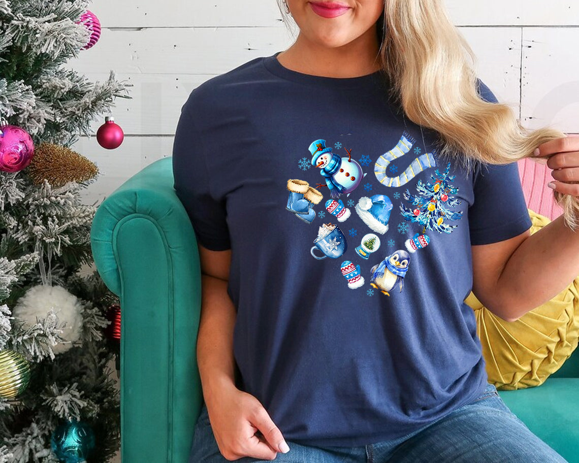 Blue Winter Heart Graphic Tee