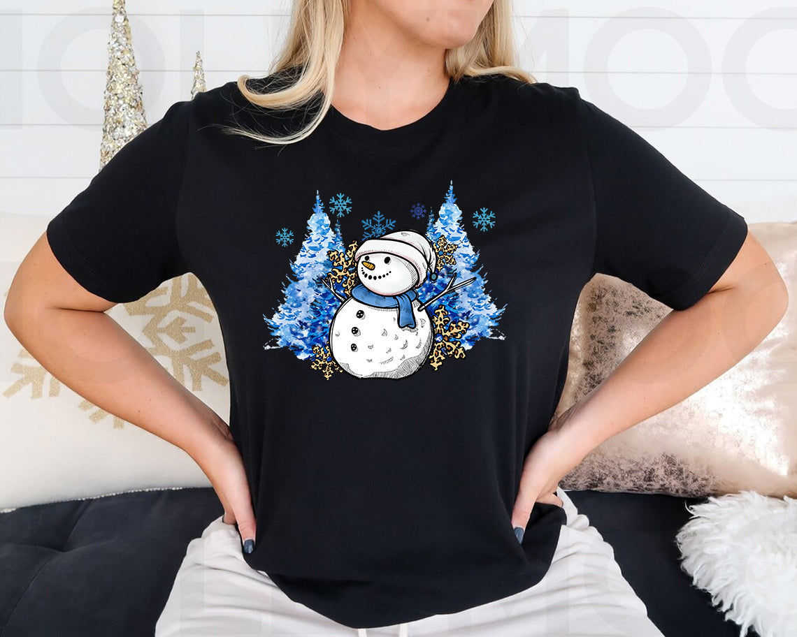 Blue Winter Snowman Graphic Tee