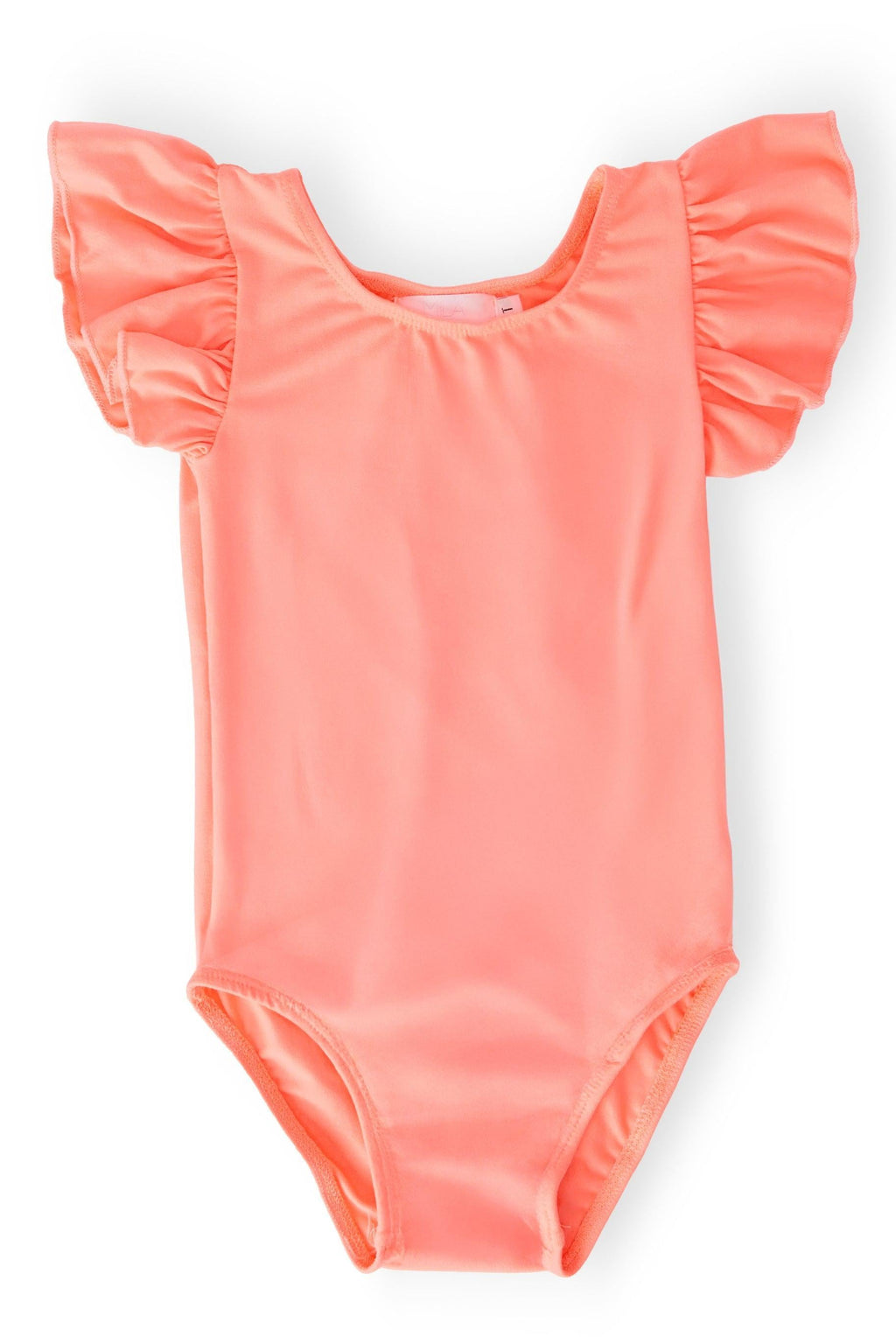 Neon Coral S/S Flutter Sleeve Leotard