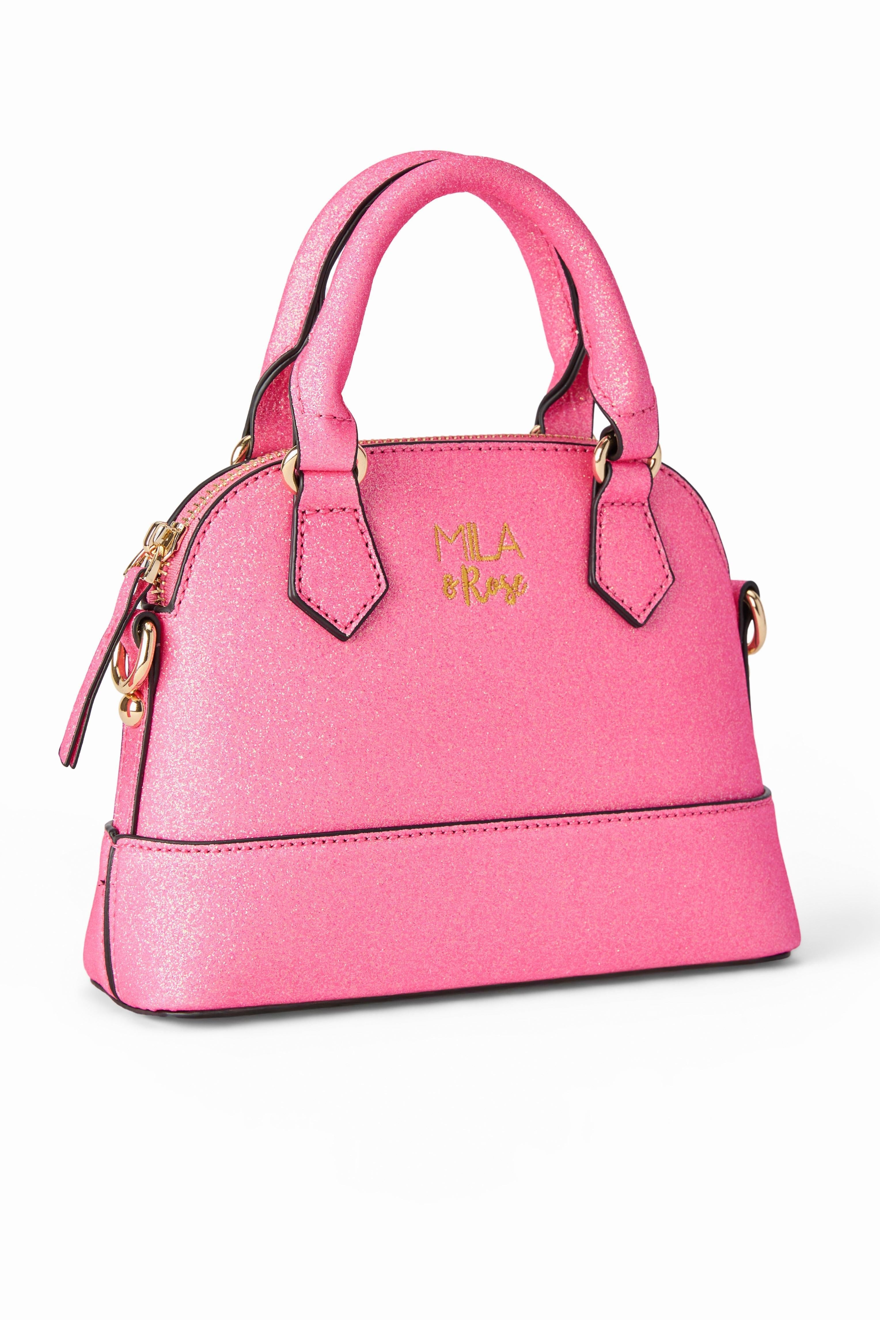 Neon Pink Glitter Girl's Crossbody Purse