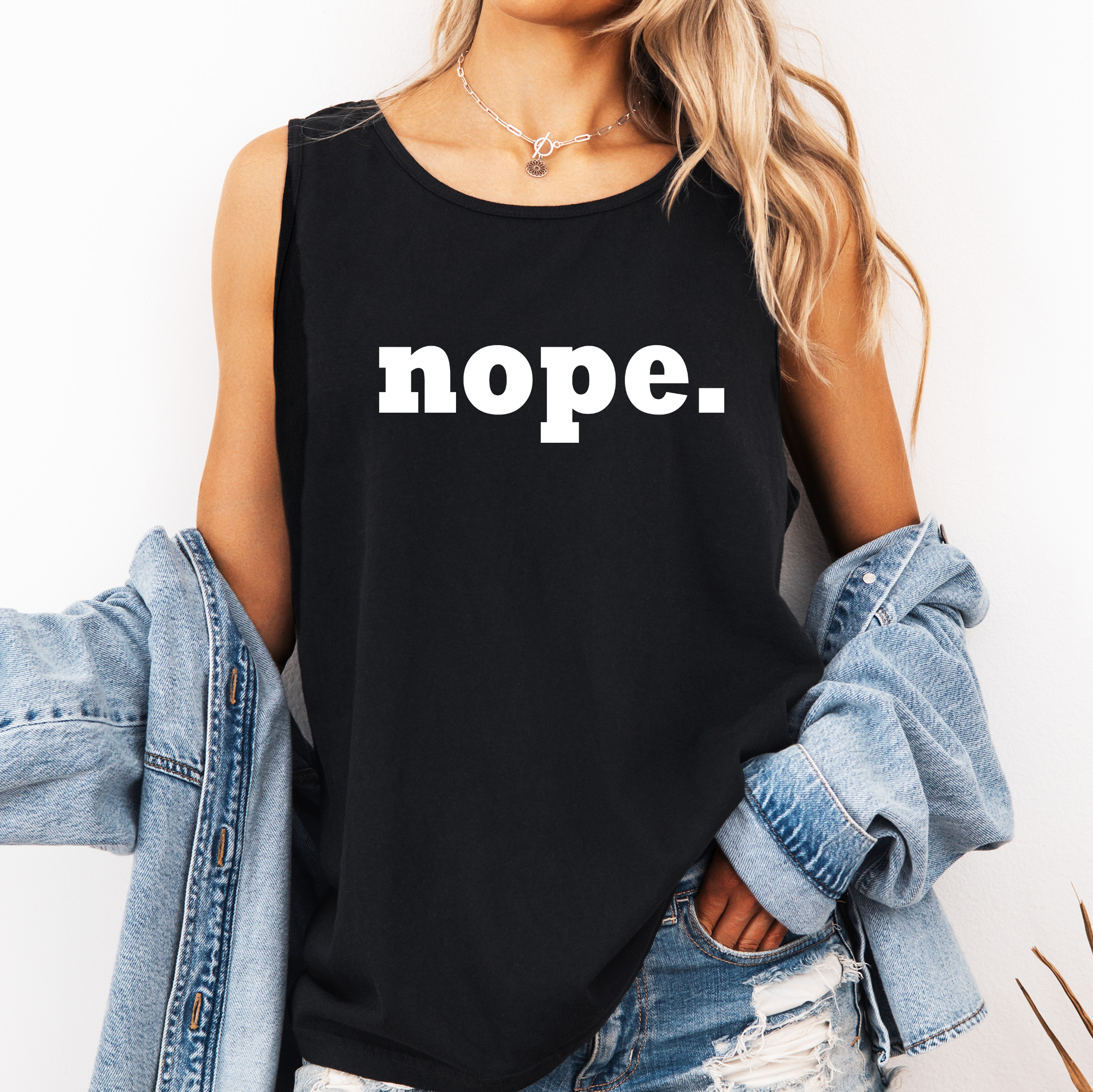 Nope, Sassy, Sarcastic, Minimalist, Funny Comfort Colors Tank Top