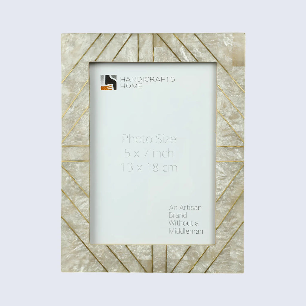 Brasselin Resin Inlay & Brass Crown Grey Picture Frame 4x6 & 5x7