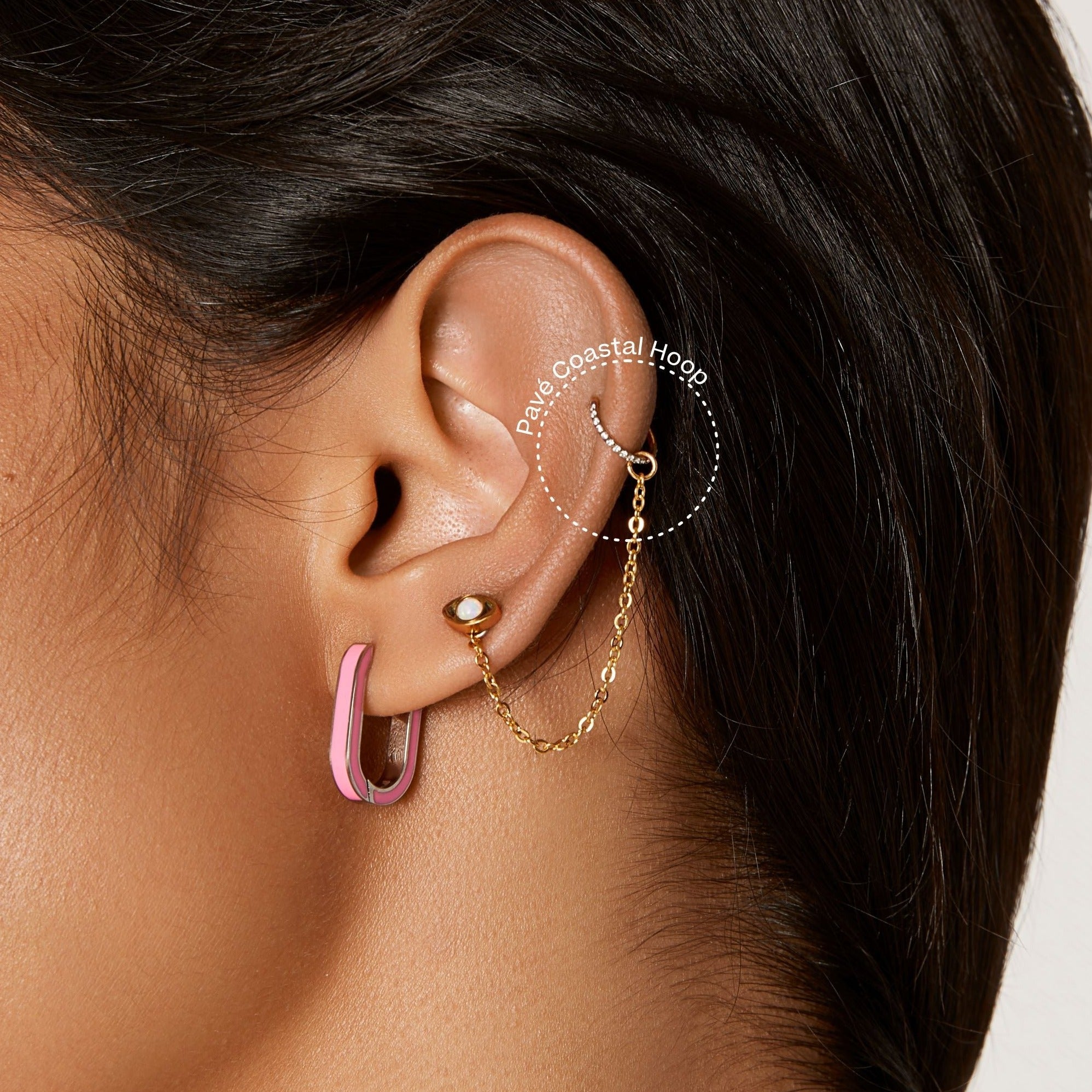 Single Pavé Coastal Hoop Earring