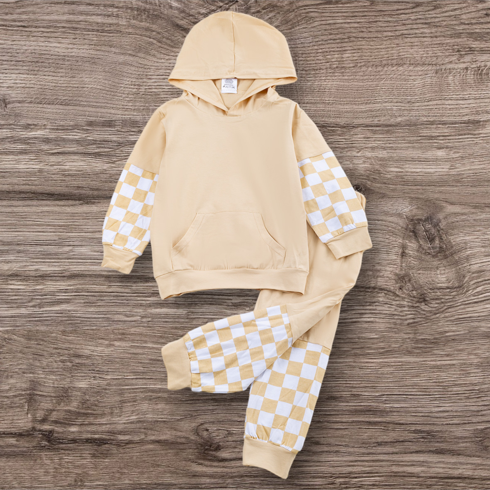 Cream Checker Boys Jogger Set