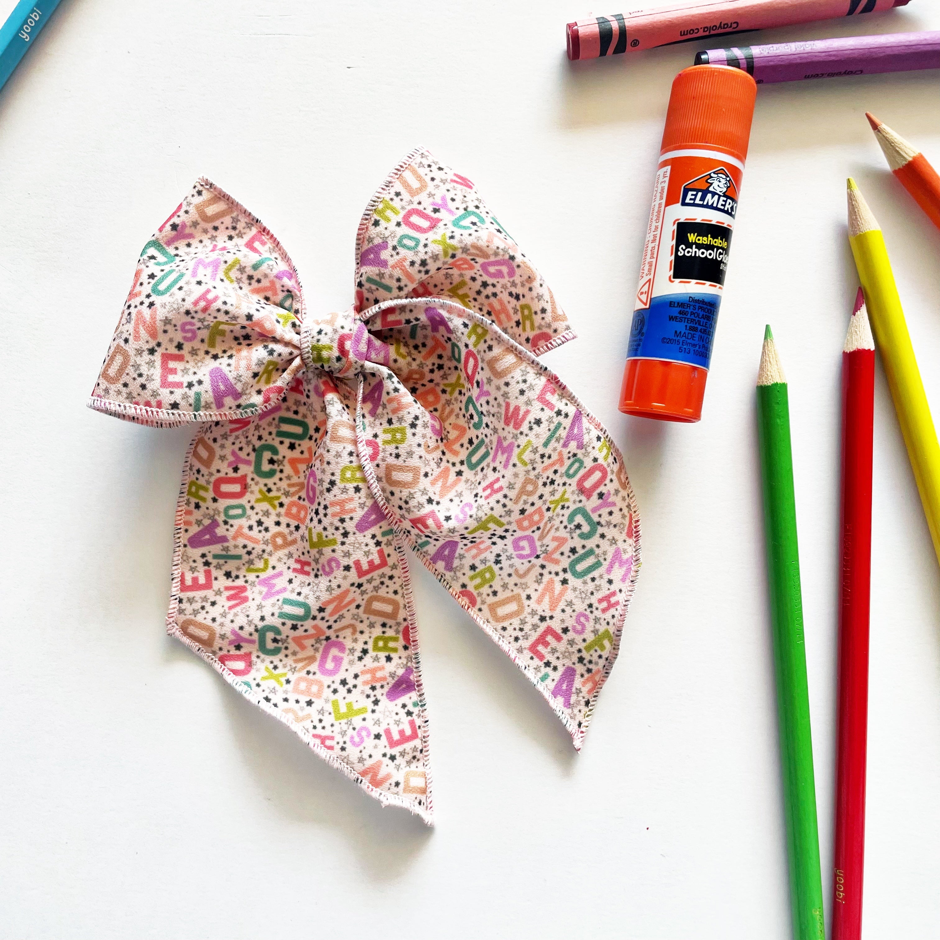 Pink Alphabet & Stars Elle Bow