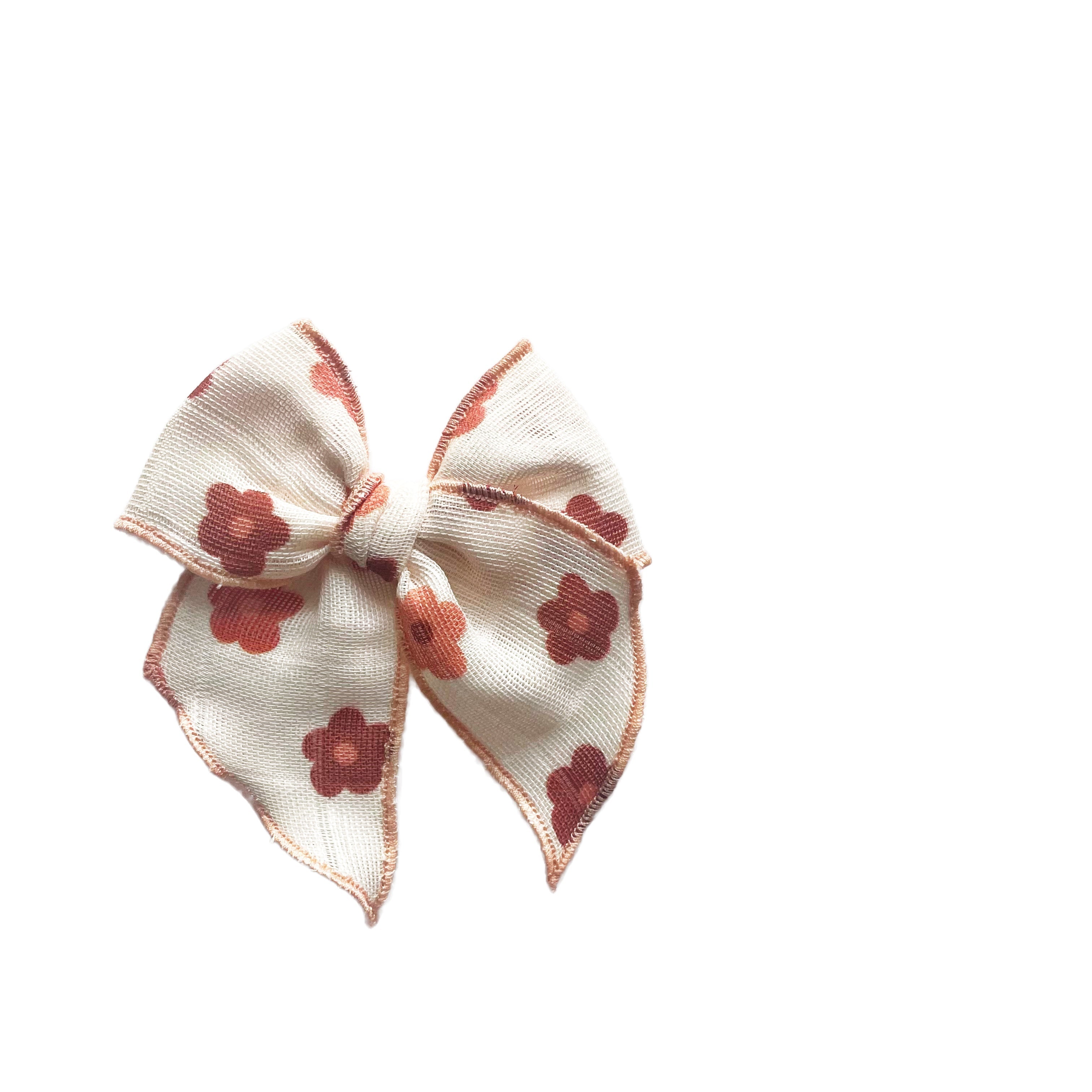 Fall Daisies on Cream Gauze Elle Bow