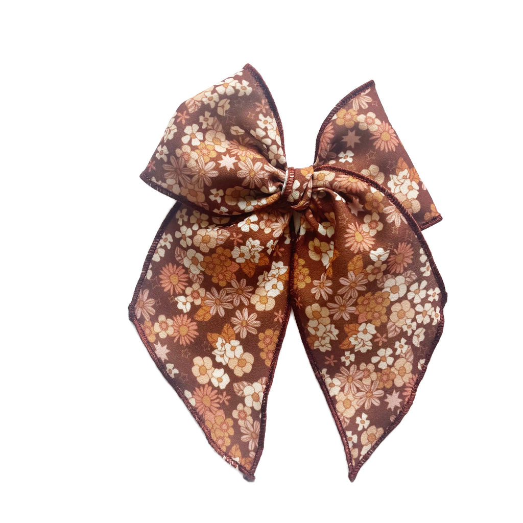 Brown Retro Floral Elle Bow