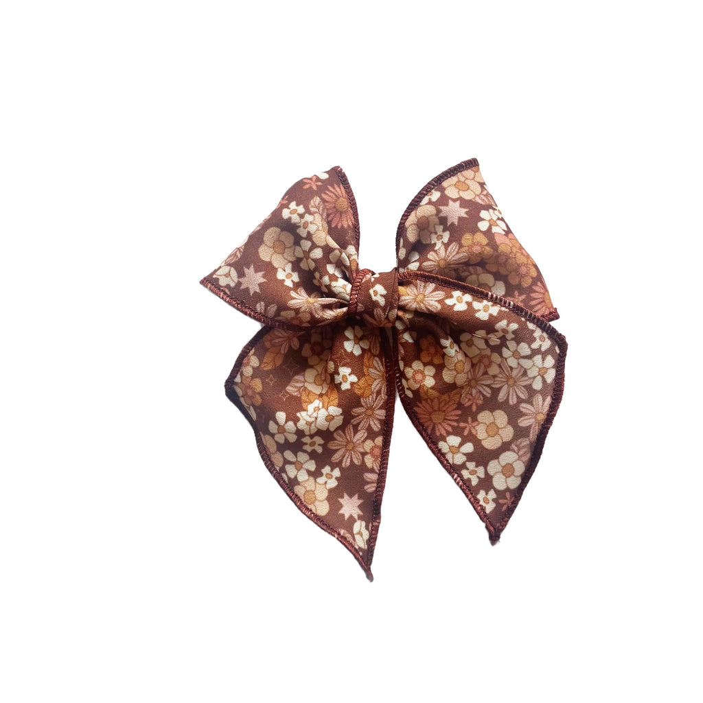 Brown Retro Floral Elle Bow