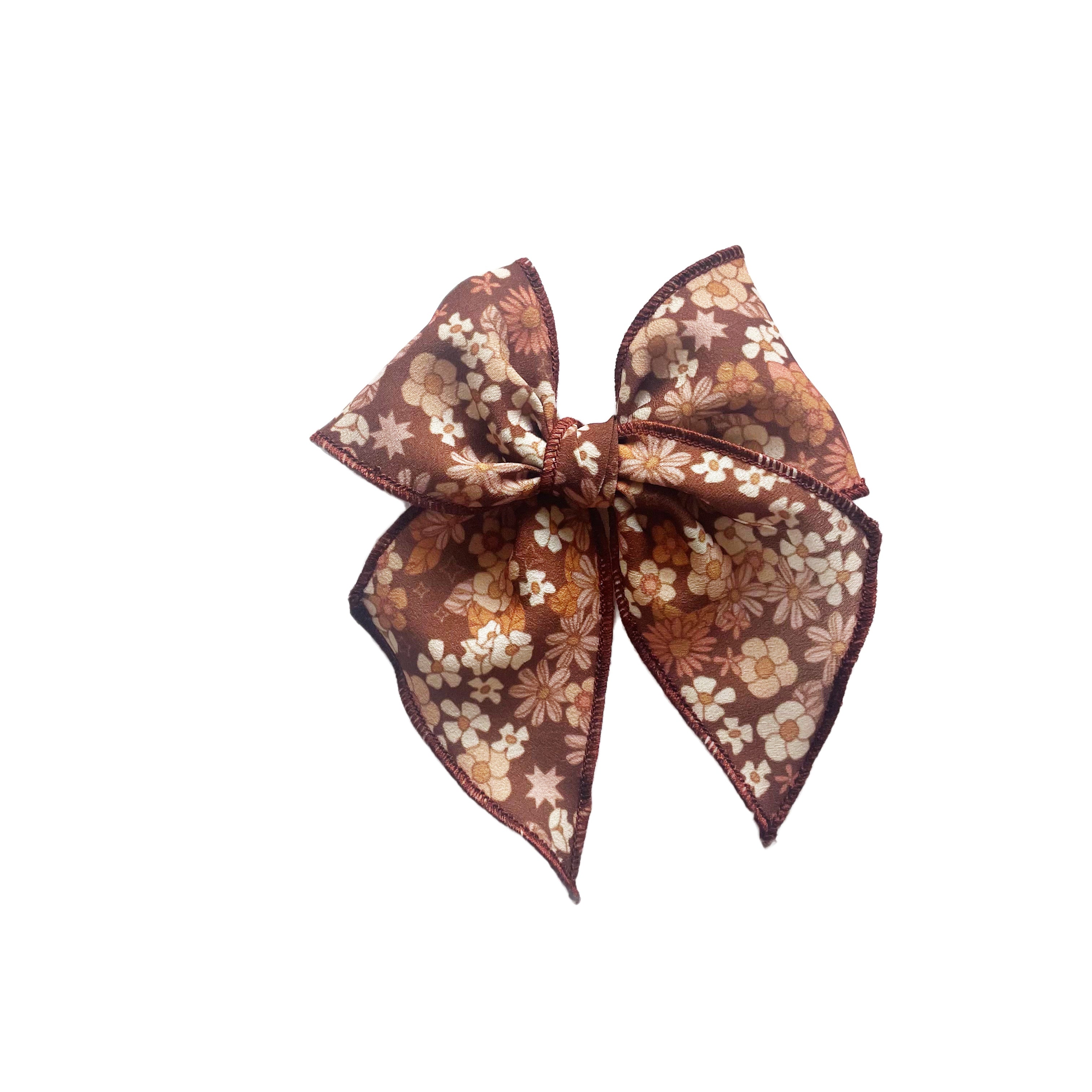 Brown Retro Floral Elle Bow