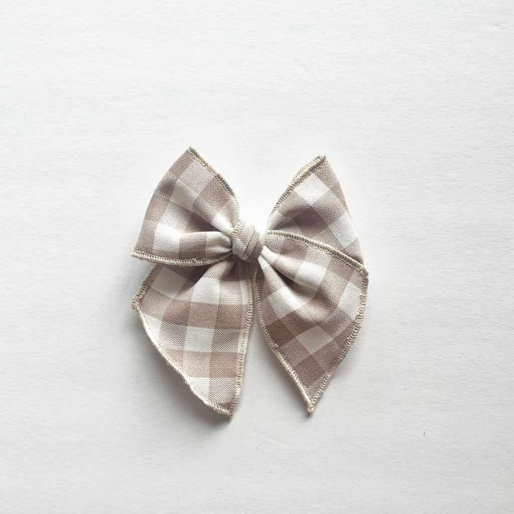 Tan Gingham Elle Bow