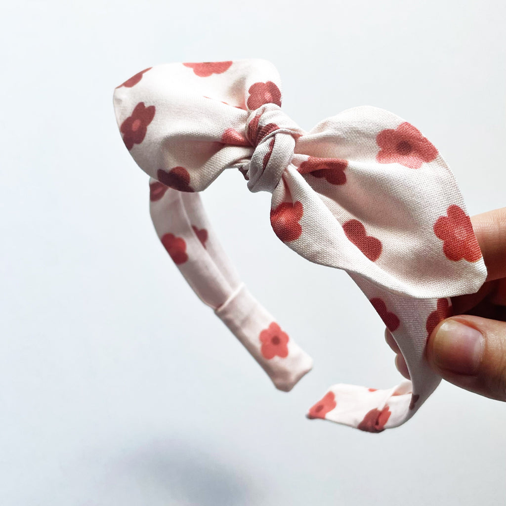 Fall Daisies on Cream Retro Top Knot Headband