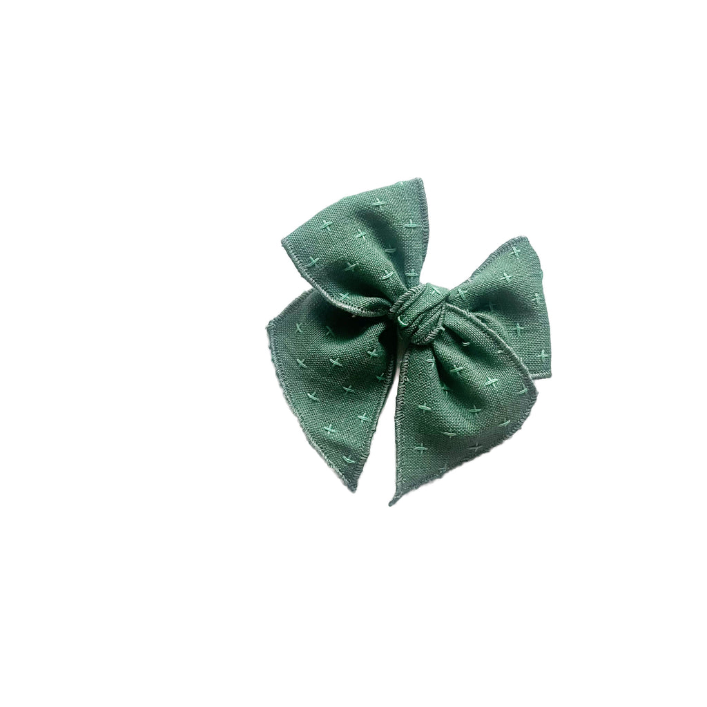 Evergreen Cross Stitched Elle Bow