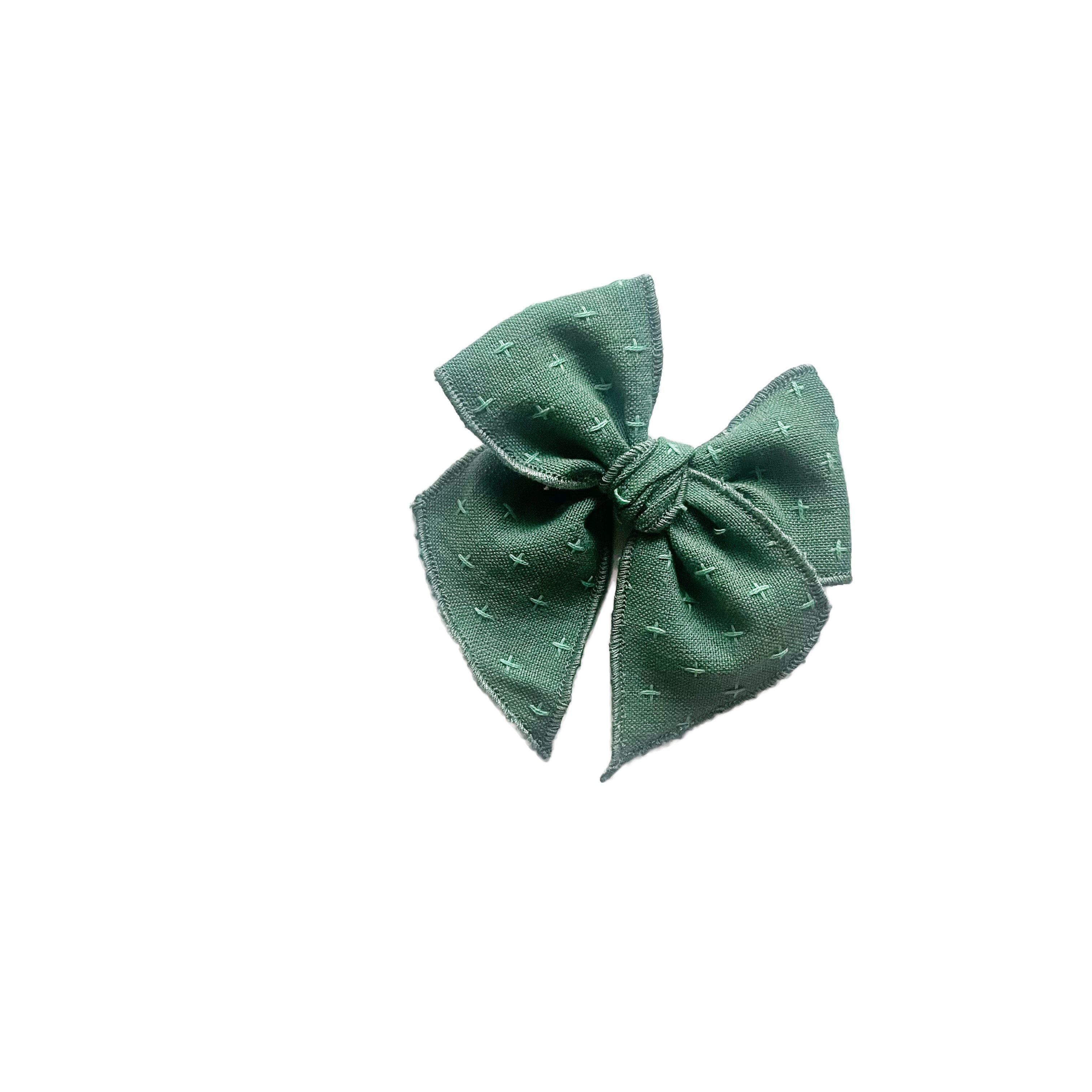Evergreen Cross Stitched Elle Bow