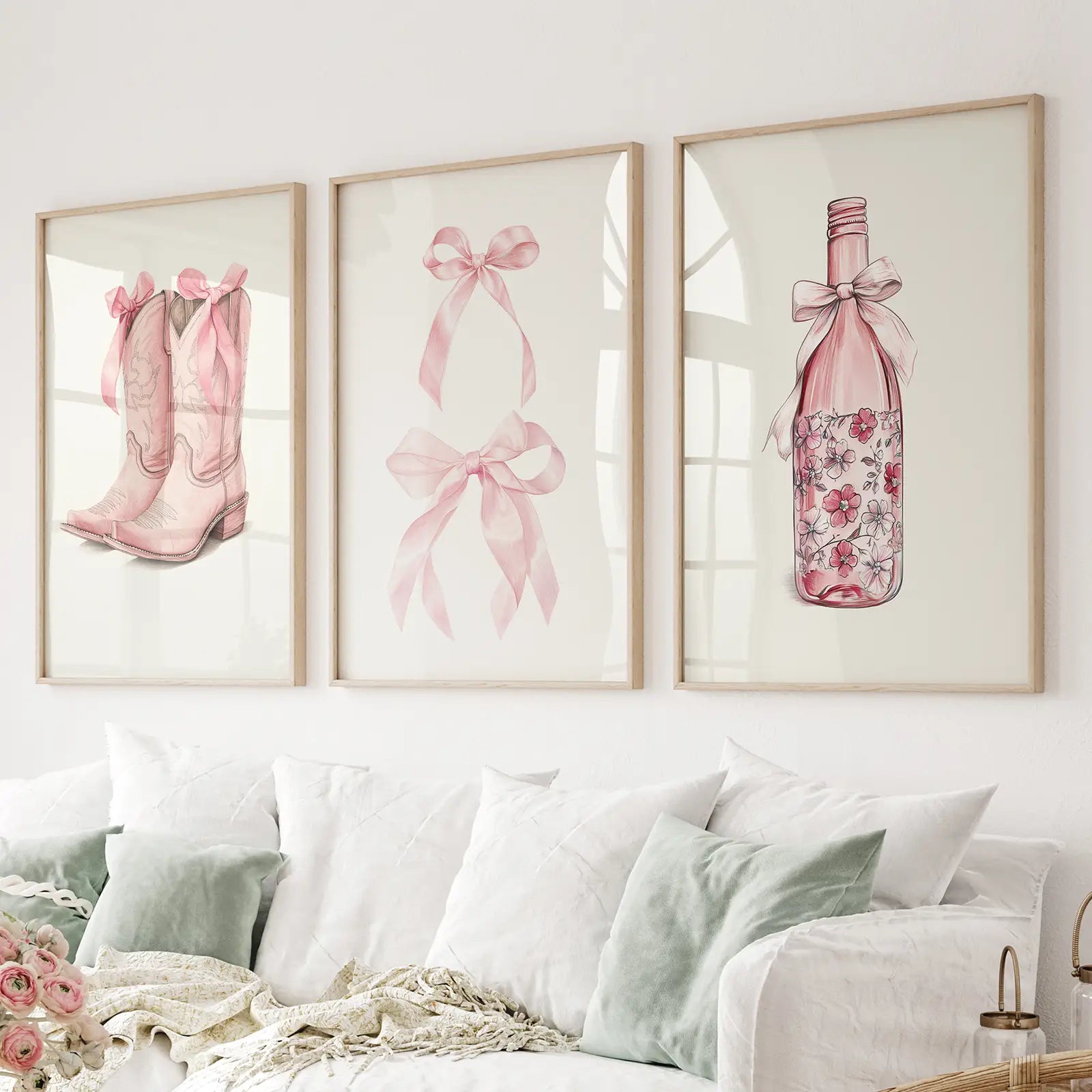 Cowgirl Boots Preppy Modern Wall Art Poster Set