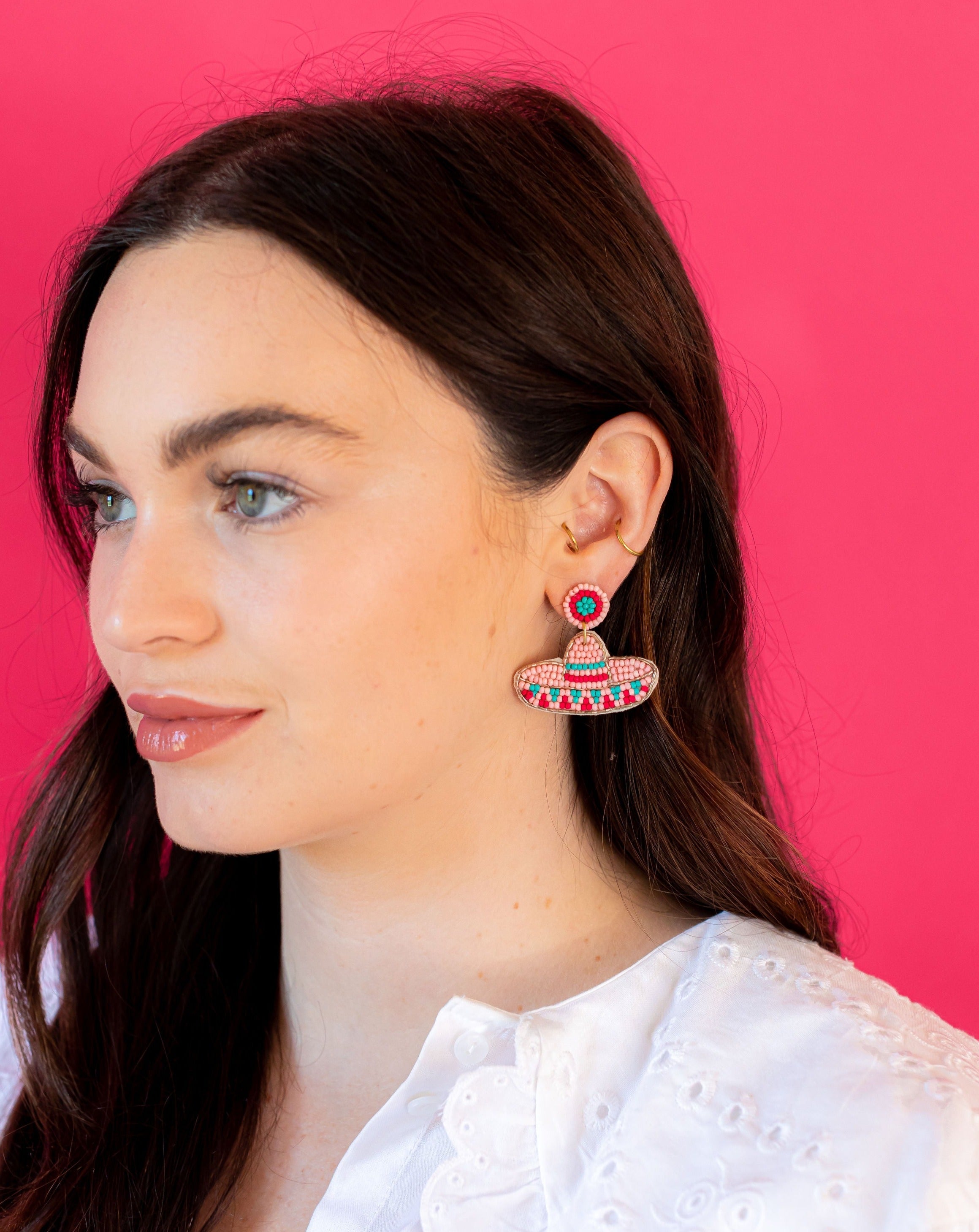 Mini Pink Sombrero Earrings