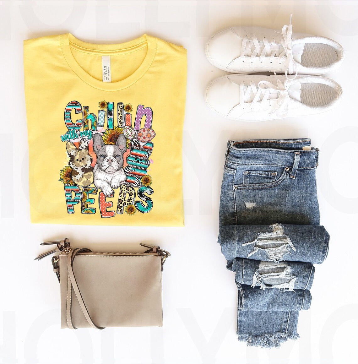 Chillin with My Peeps Frenchie Graphic Tee