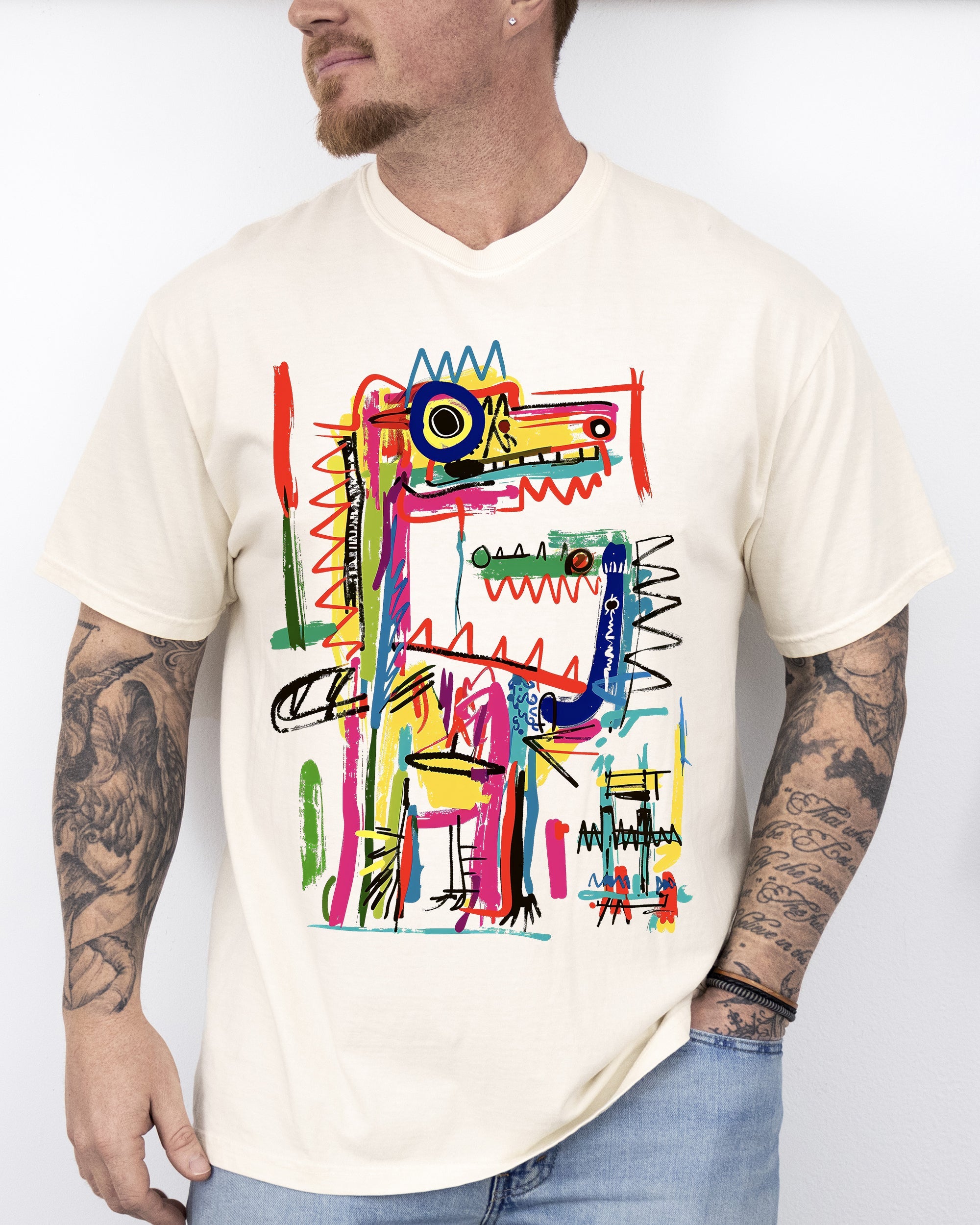 Robot Dragon, Dinosaur, Graffiti, Fun, Colorful, Neo Expressionist Shirt Comfort Colors T-Shirt