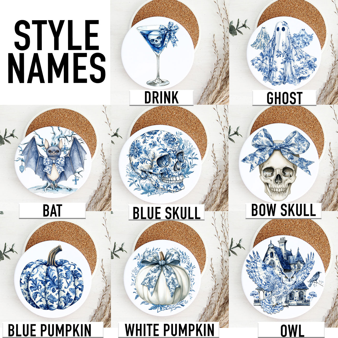 Chinoiserie Halloween Coasters