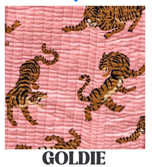 Quilted Block-Print Makeup Bag