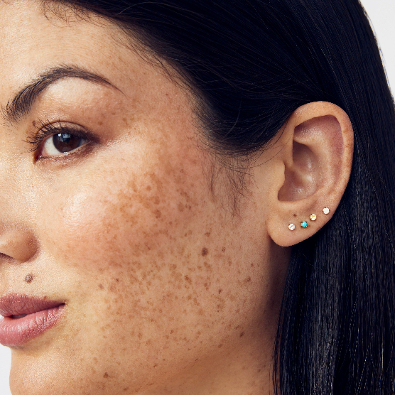 Single Turquoise Flat Back Stud Earring