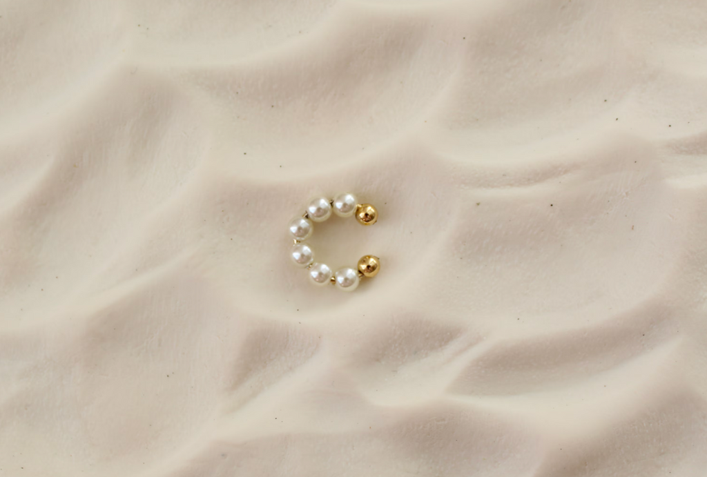 Pearl Wire Wrapped Gold Hoop Earrings & Pearl Ear Cuffs