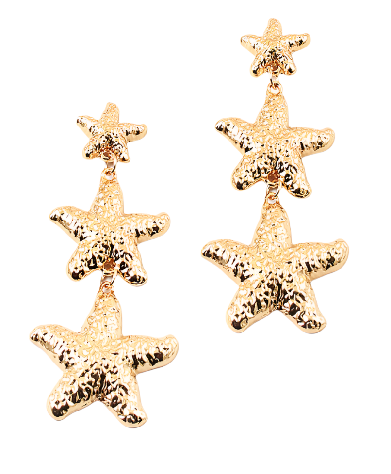 Gold Starfish Dangle Earrings