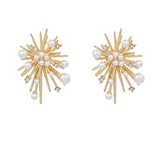 Gold Rhinestone Burst Earrings
