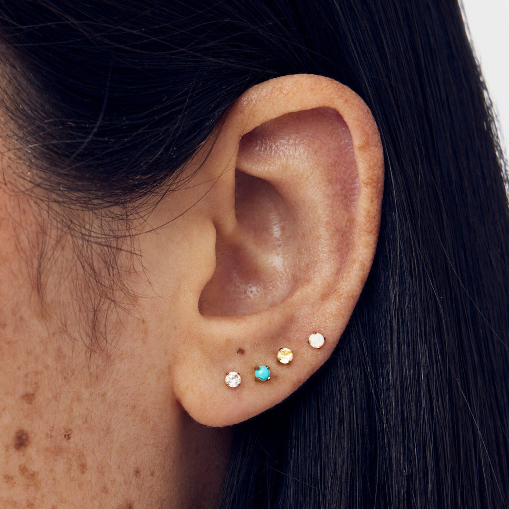 Single Turquoise Flat Back Stud Earring