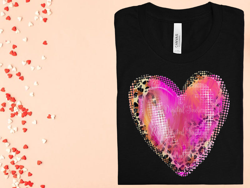 Bright Leopard Heart Graphic Tee
