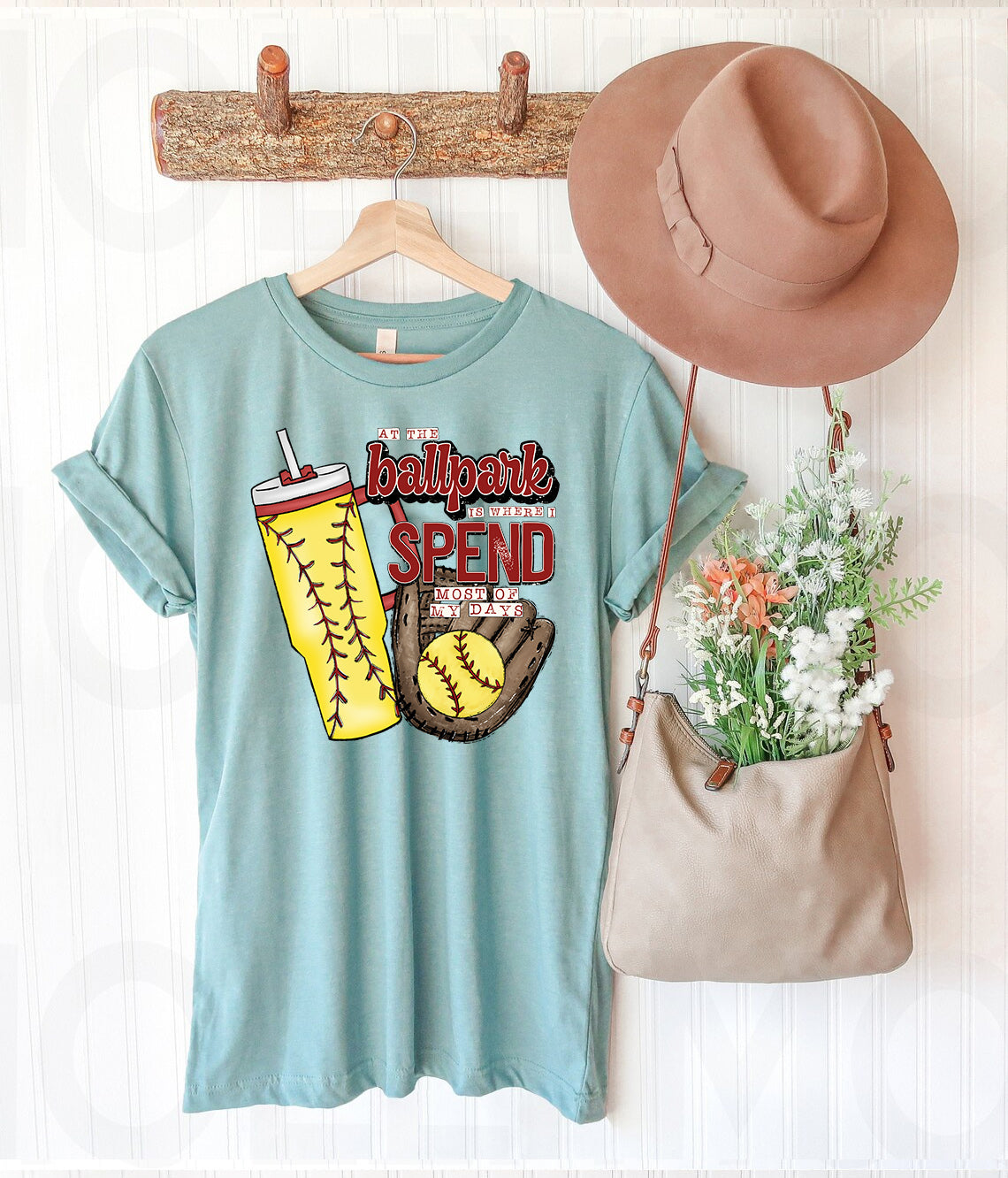 At the Ballpark is Where I Spend Most of My Days Softball Graphic Tee