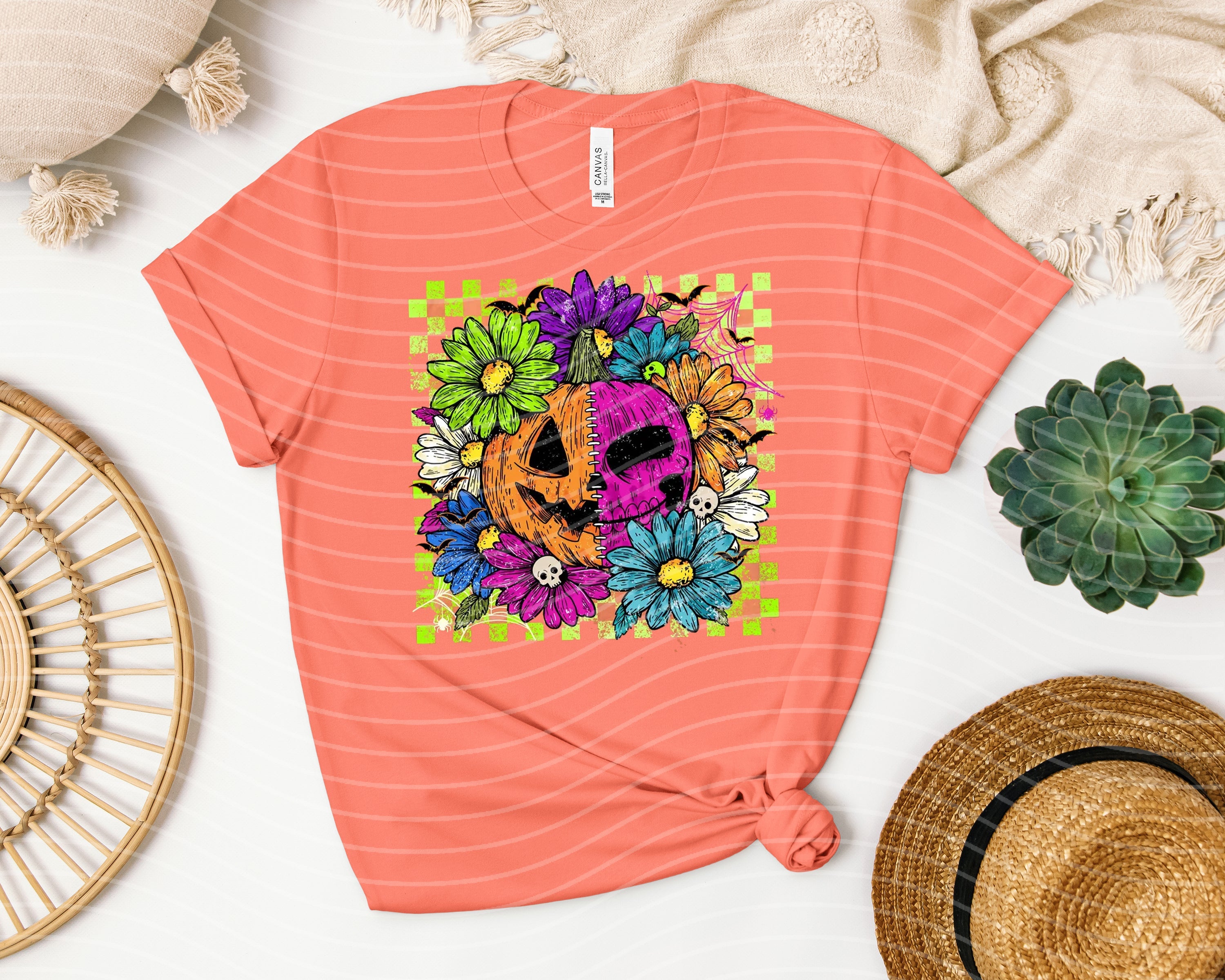 Bright Floral Jack O'Lantern Graphic Tee