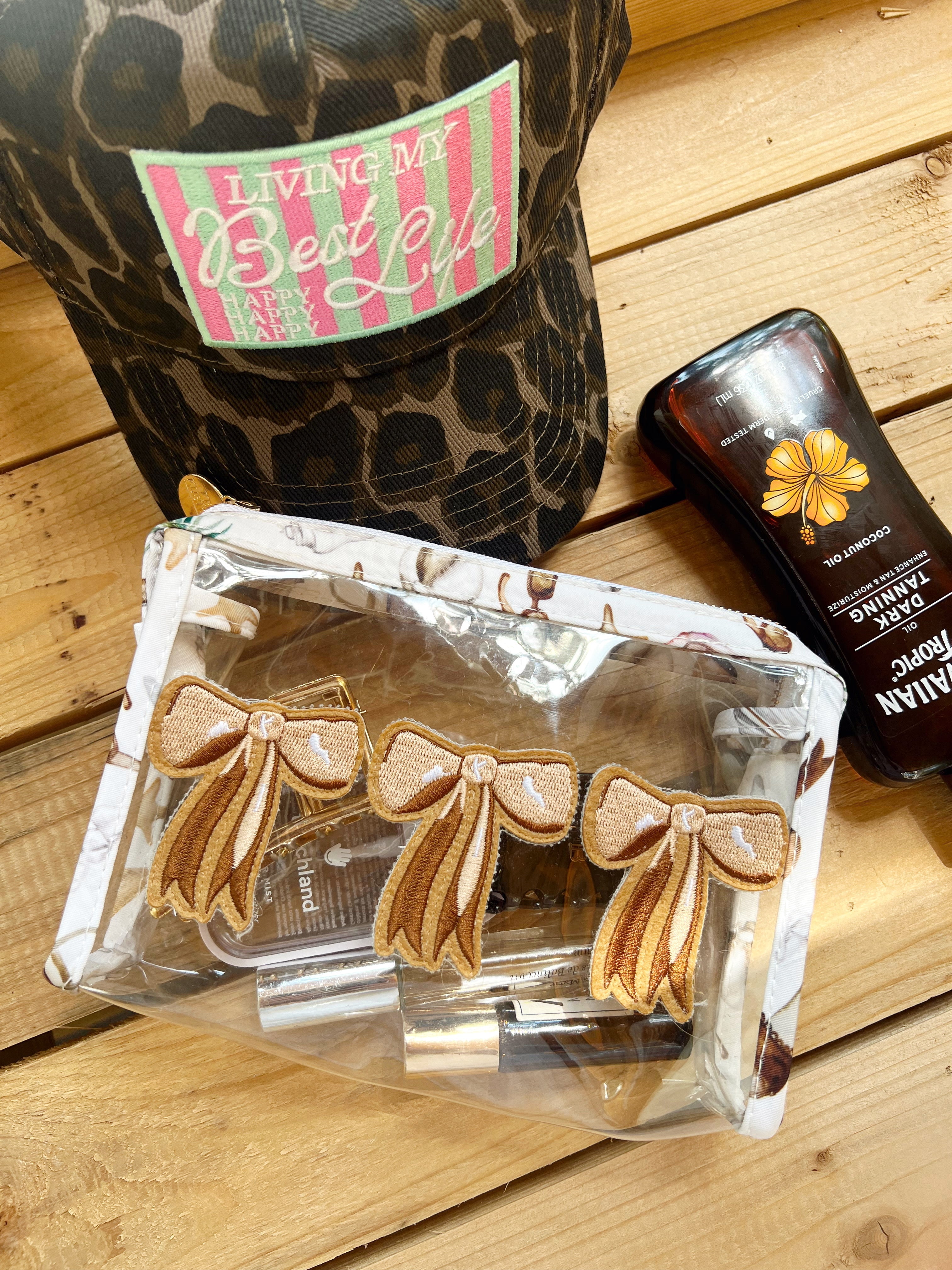 3 Brown Bows - Snap Clear Pouch