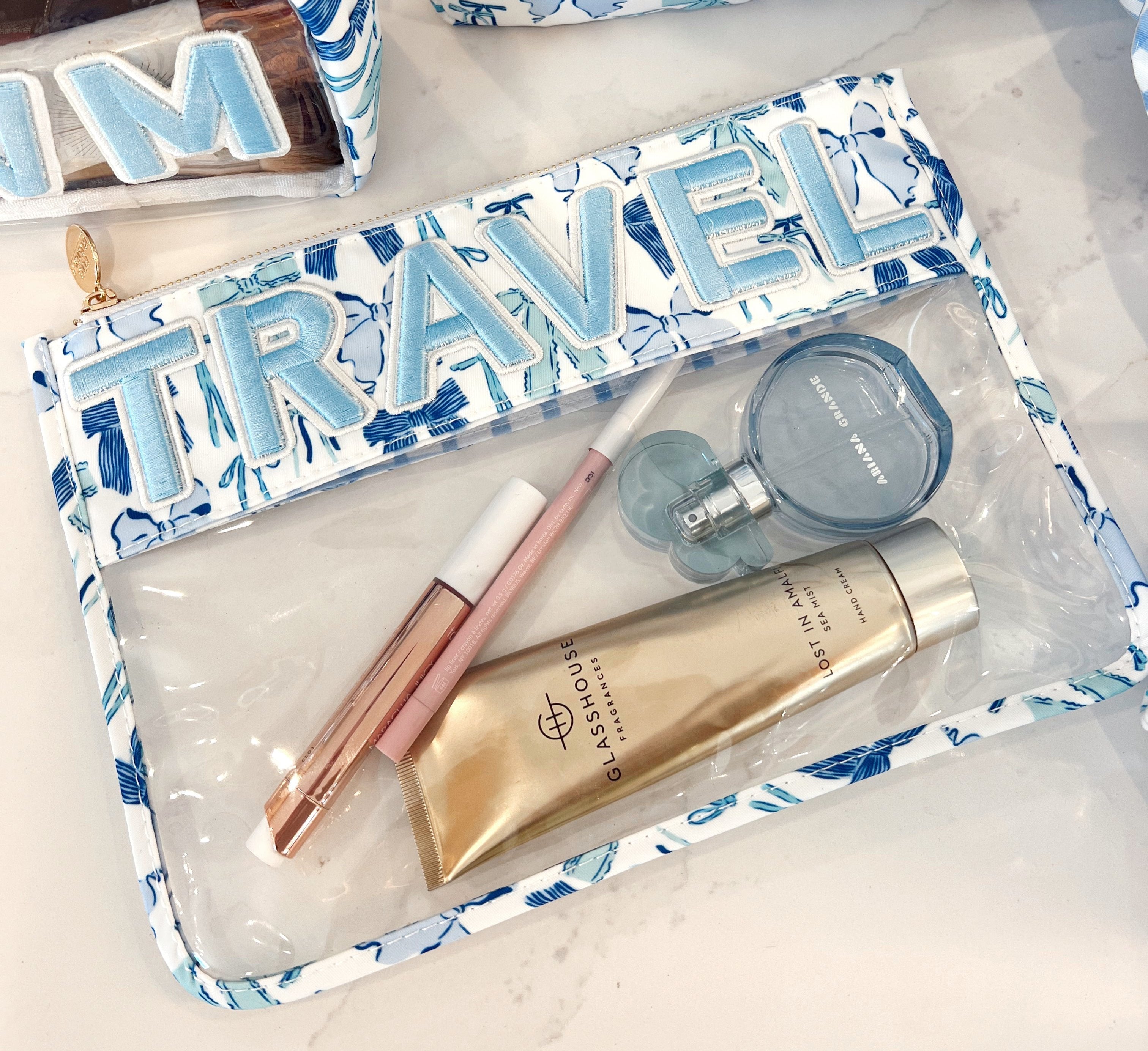 Travel - Blue Bow Clear Pouch