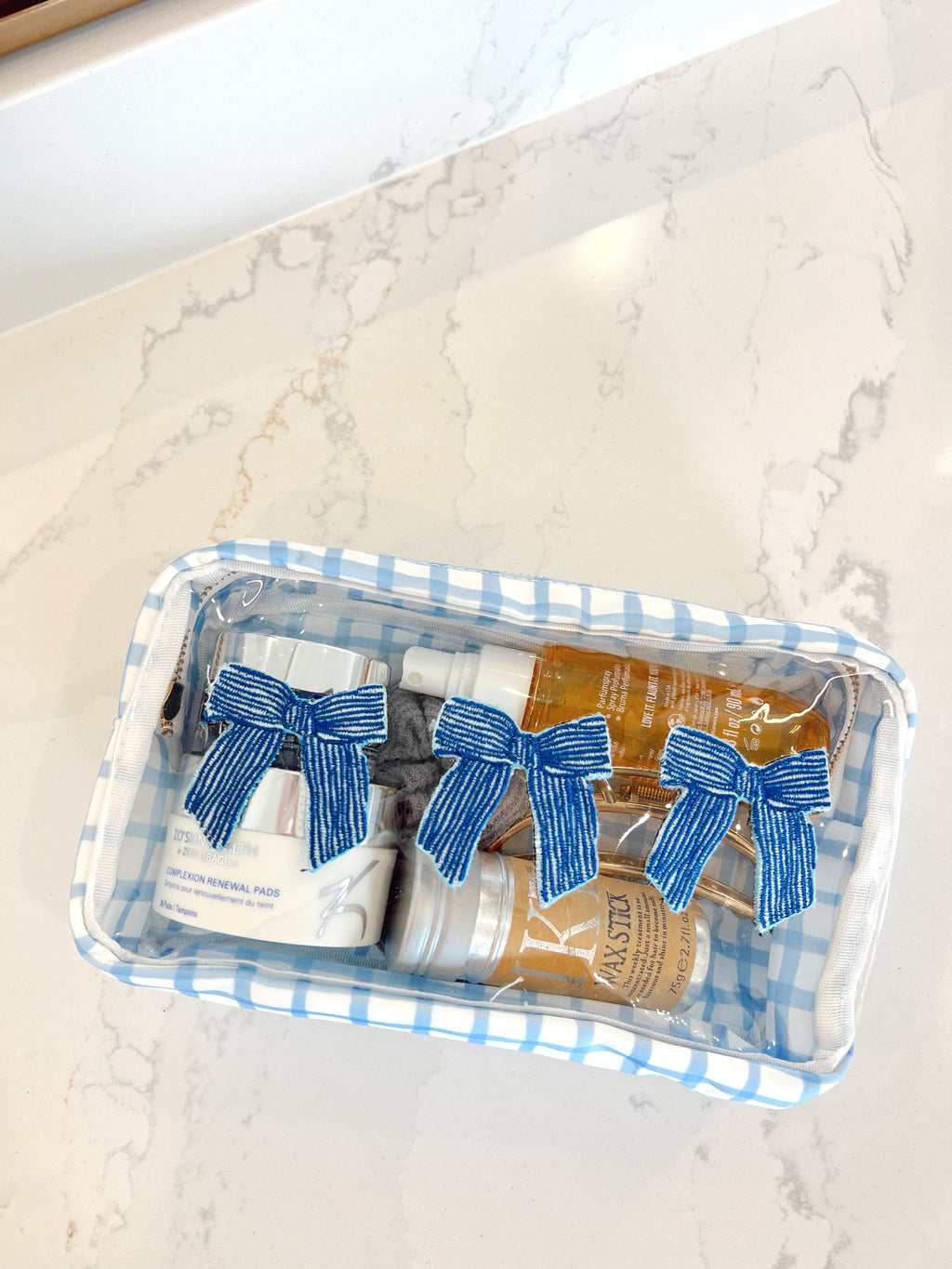 3 Bows - Blue Trellis Bag