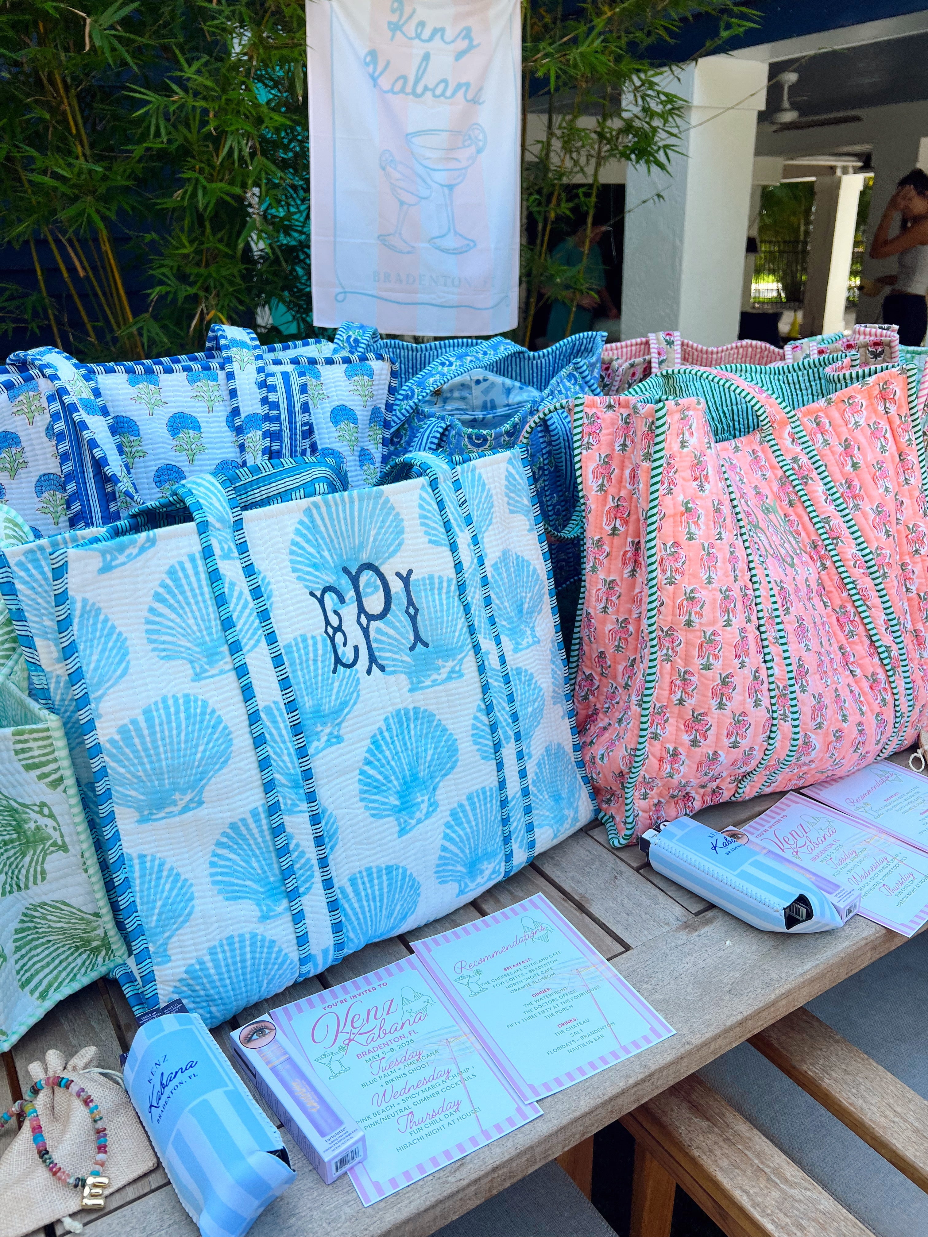 Quilted Block-Print Tote Bag